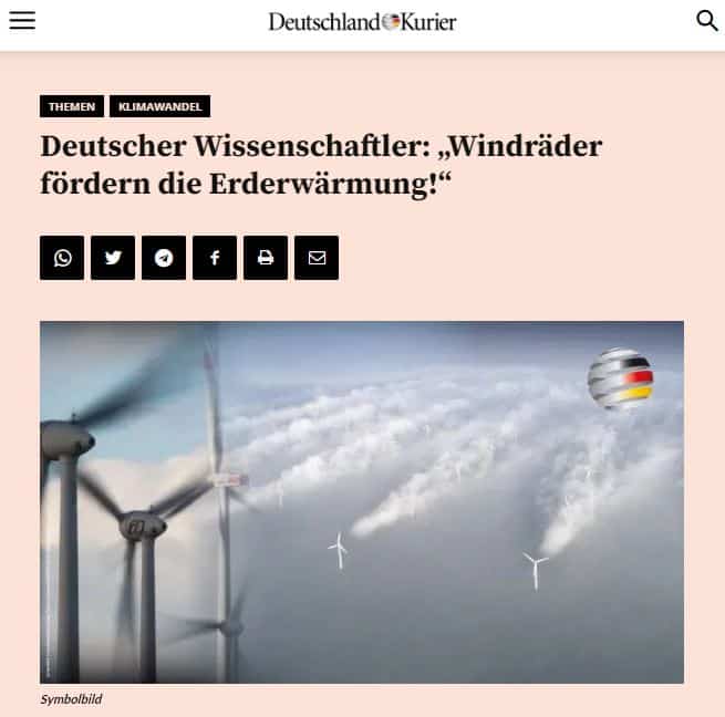 Deutscher Wissenschaftler: "Windräder fördern die Erderwärmung!"